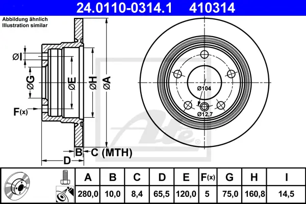 Disque de frein ATE-APAC 24.0110-0314.1