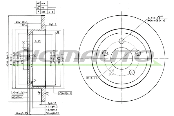 Disque de frein SIGMAUTO DBC288S
