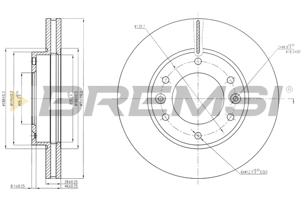 Disque de frein BREMSI CD7612V