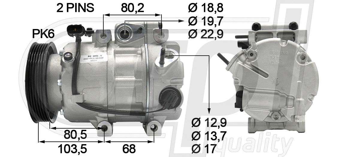 Compresseur, climatisation RPL QUALITY APCOHY5081