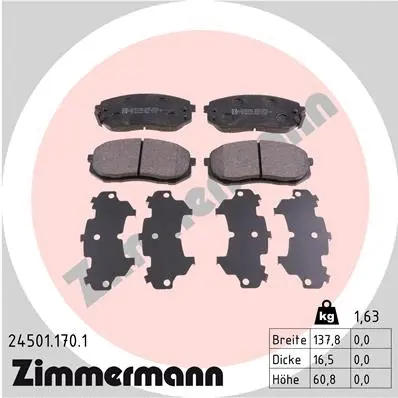 Kit de plaquettes de frein, frein à disque ZIMMERMANN 24501.170.1