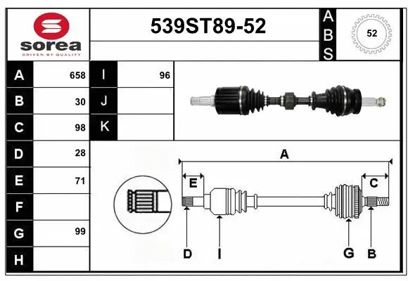 Arbre de transmission STARTCAR 539ST89-52