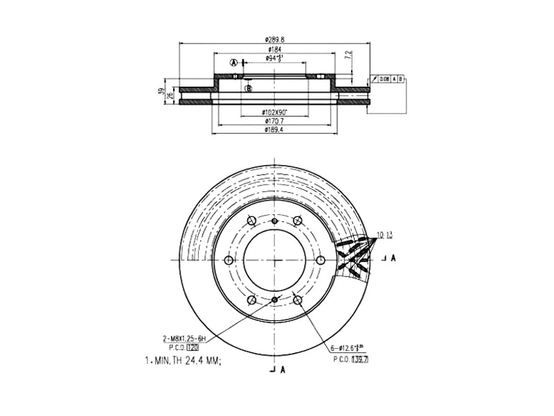 Disque de frein A.Z. Meisterteile AZMT-44-024-1208