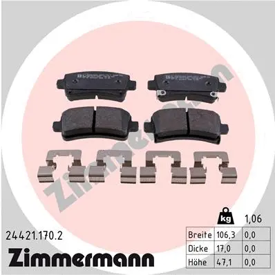 Kit de plaquettes de frein, frein à disque ZIMMERMANN 24421.170.2