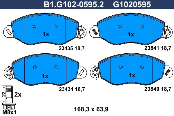Kit de plaquettes de frein, frein à disque GALFER B1.G102-0595.2
