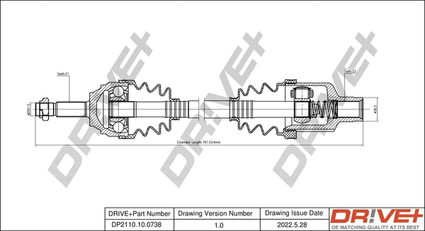 Arbre de transmission Dr!ve+ DP2110.10.0738