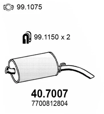 Silencieux arrière ASSO 40.7007