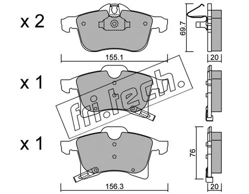 Kit de plaquettes de frein, frein à disque fri.tech. 555.0