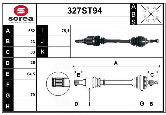 Arbre de transmission STARTCAR 327ST94