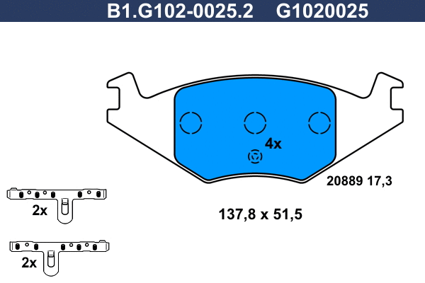 Kit de plaquettes de frein, frein à disque GALFER B1.G102-0025.2