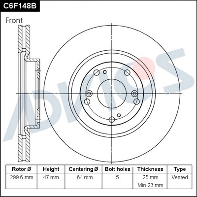 Disque de frein ADVICS C6F148B