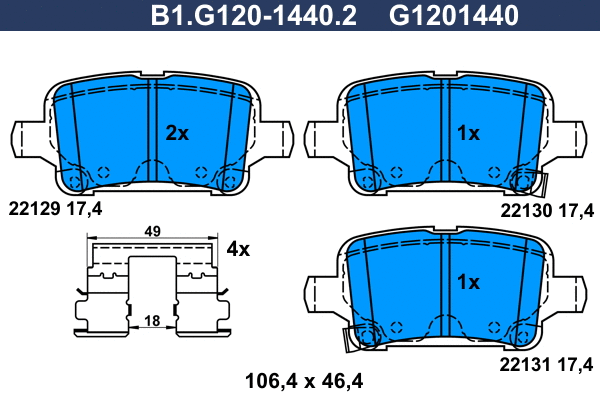 Kit de plaquettes de frein, frein à disque GALFER B1.G120-1440.2