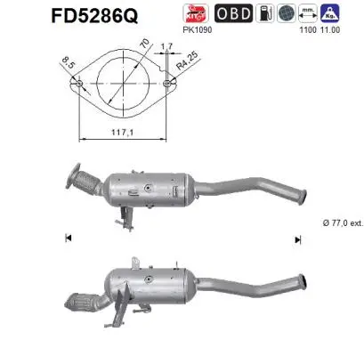 Filtre à particules / à suie, échappement AS FD5286Q