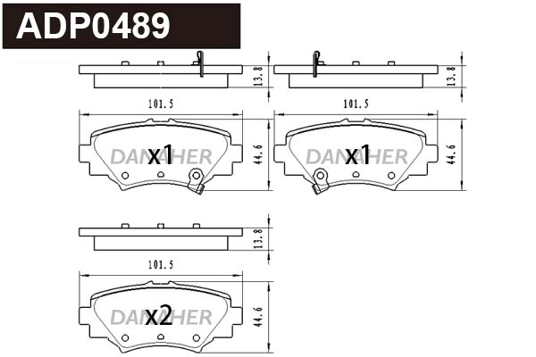 Kit de plaquettes de frein, frein à disque DANAHER ADP0489