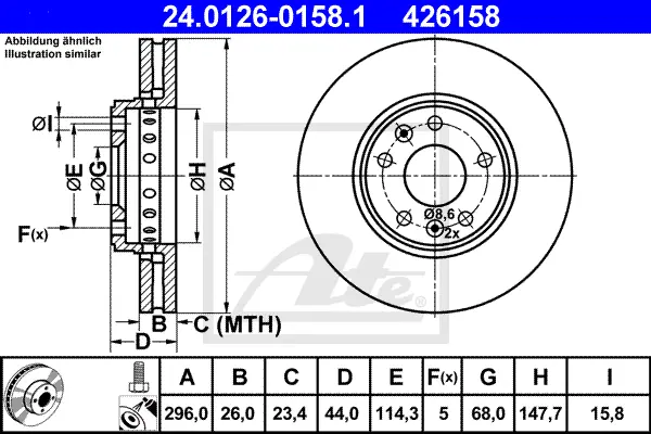 Disque de frein ATE-APAC 24.0126-0158.1