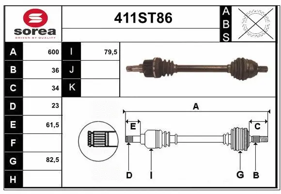 Arbre de transmission STARTCAR 411ST86