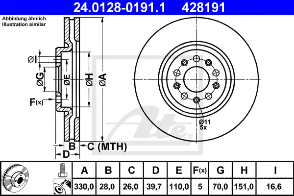 Disque de frein ATE-APAC 24.0128-0191.1