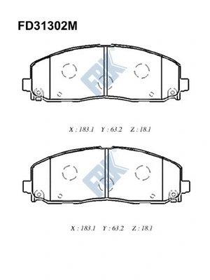 Kit de plaquettes de frein, frein à disque FBK FD31302M