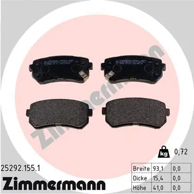 Kit de plaquettes de frein, frein à disque ZIMMERMANN 25292.155.1