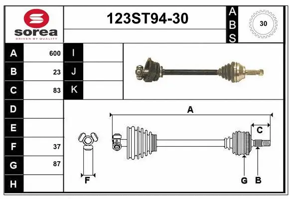Arbre de transmission STARTCAR 123ST94-30