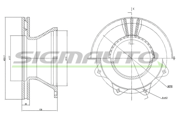 Disque de frein SIGMAUTO DB0142V