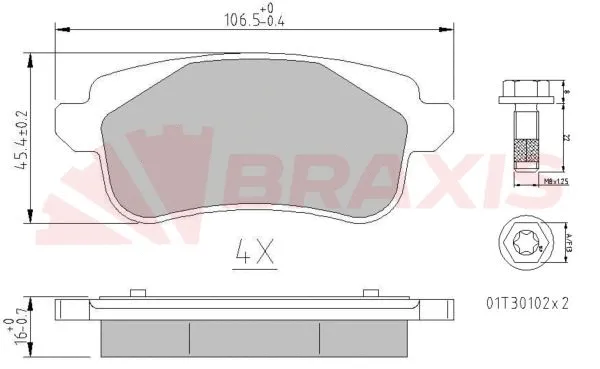 Kit de plaquettes de frein, frein à disque BRAXIS AA0672