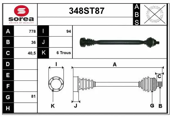 Arbre de transmission STARTCAR 348ST87