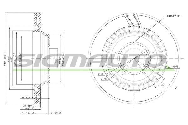 Disque de frein SIGMAUTO DBB906V