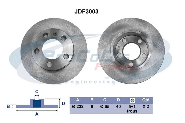 Disque de frein PROCODIS FRANCE JDF3003