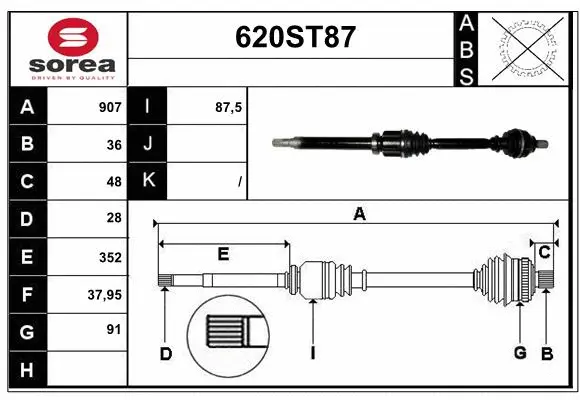 Arbre de transmission STARTCAR 620ST87