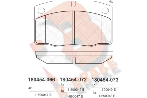 Kit de plaquettes de frein, frein à disque R BRAKE RB0454