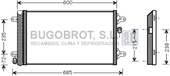 Condenseur, climatisation BUGOBROT 62-VW5183