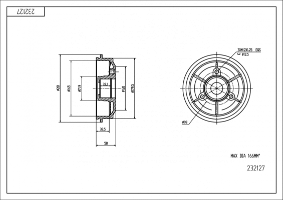 Tambour de frein HART 232 127