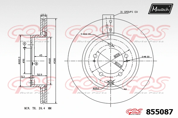 Disque de frein MAXTECH 855087