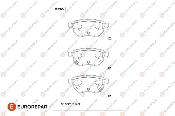Kit de plaquettes de frein, frein à disque EUROREPAR 1677812480