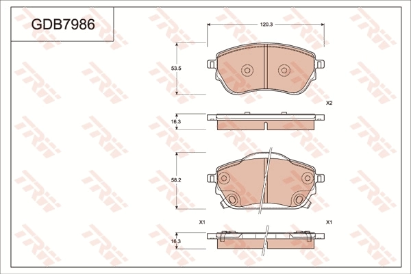 Kit de plaquettes de frein, frein à disque TRW GDB7986