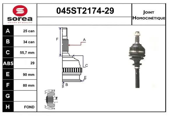 Jeu de joints, arbre de transmission STARTCAR 045ST2174-29