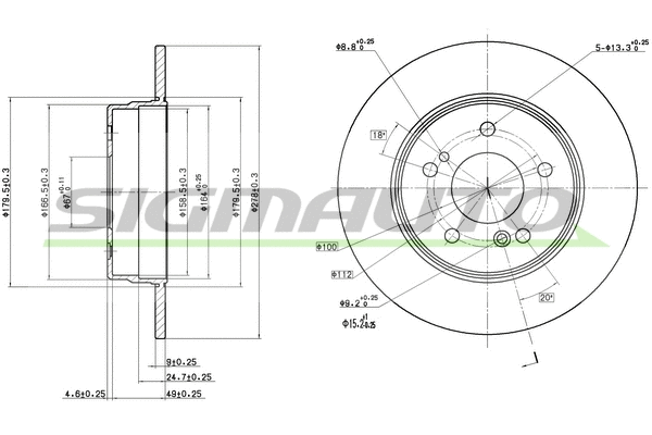 Disque de frein SIGMAUTO DBA819S