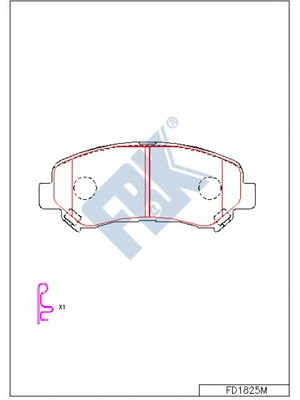 Kit de plaquettes de frein, frein à disque FBK FD1825M