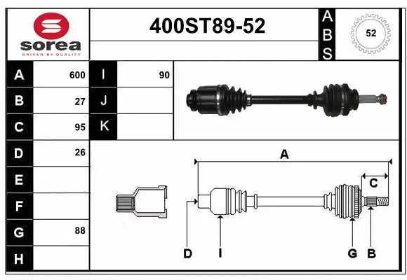 Arbre de transmission STARTCAR 400ST89-52