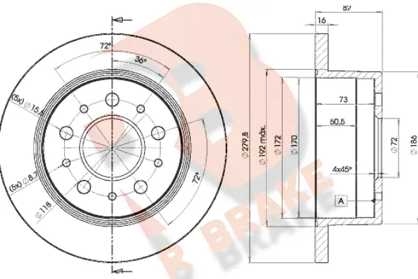 Disque de frein R BRAKE 78RBD13806