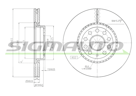 Disque de frein SIGMAUTO DBB305V