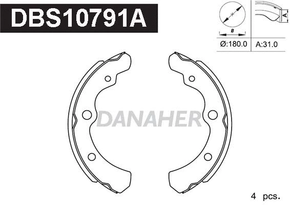 Jeu de mâchoires de frein DANAHER DBS10791A