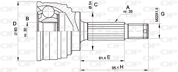 Jeu de joints, arbre de transmission OPEN PARTS CVJ5325.10