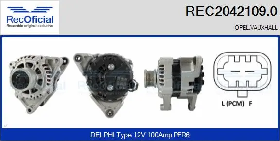 Alternateur RECOFICIAL REC2042109.0