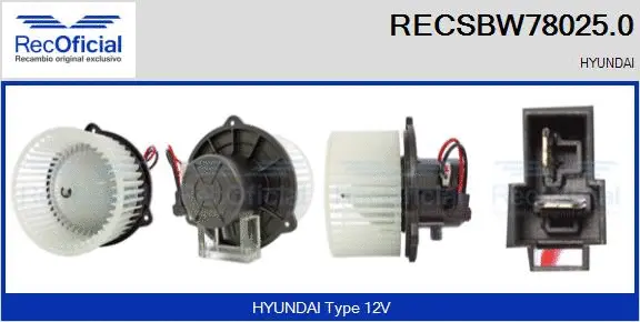 Pulseur d'air habitacle RECOFICIAL RECSBW78025.0