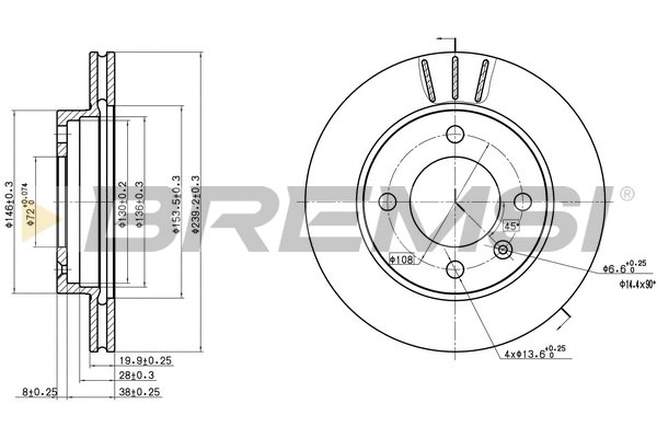 Disque de frein BREMSI CD6145V