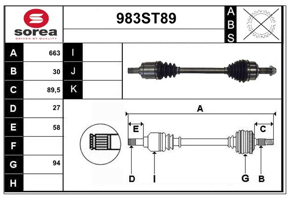 Arbre de transmission STARTCAR 983ST89
