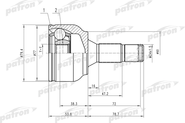 Jeu de joints, arbre de transmission PATRON PCV1456