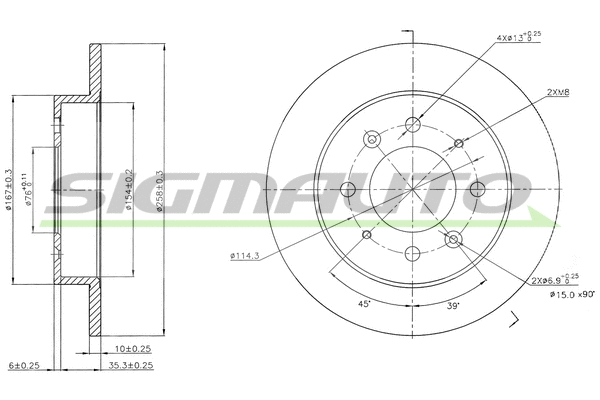 Disque de frein SIGMAUTO DBB541S